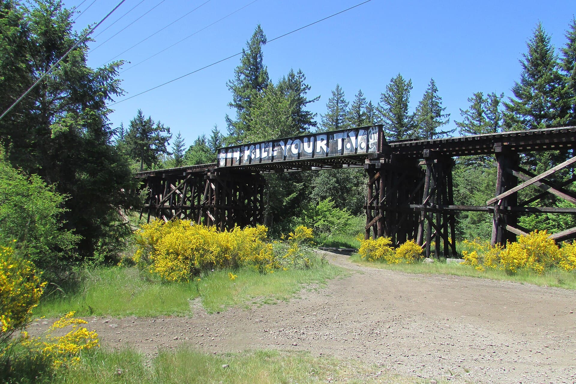 A span crossing over the Yelm-Tenino Trail